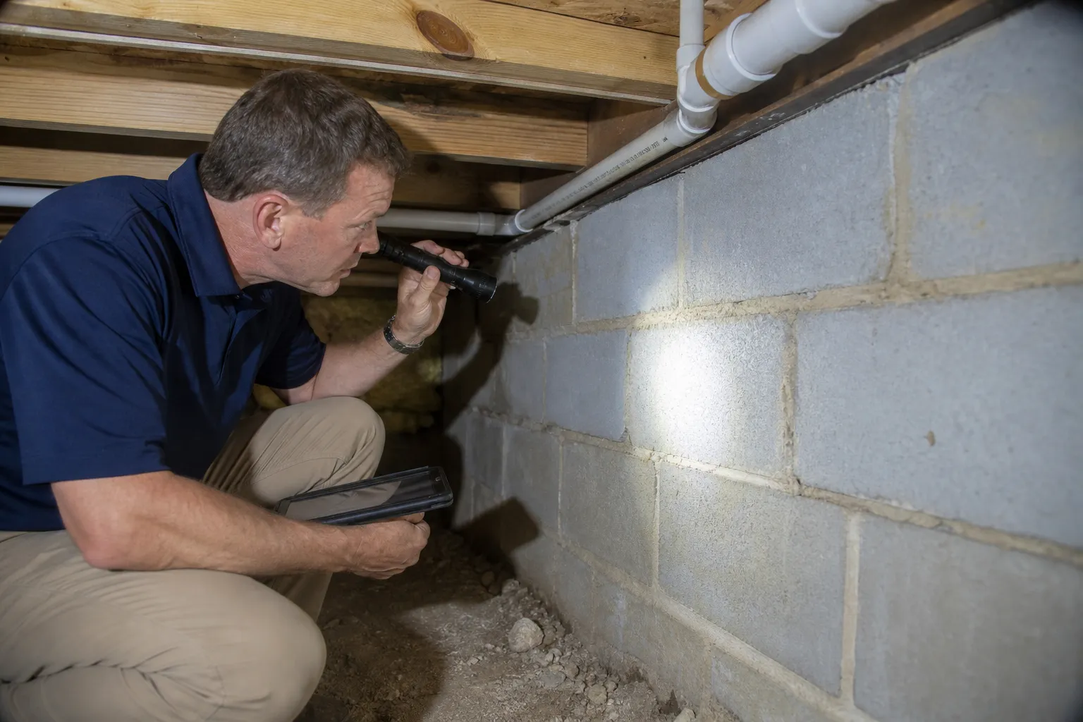 Controle du vide sanitaire et des parties basses d'une maison CCMI dans le Val-d'Oise