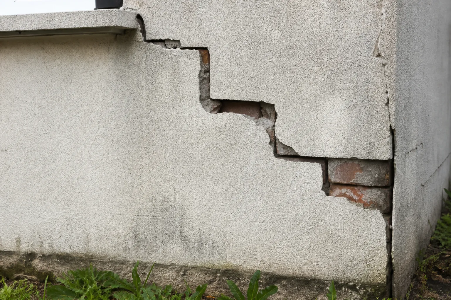Fissures en escalier sur la façade d'un pavillon dans le Val-d'Oise (95)