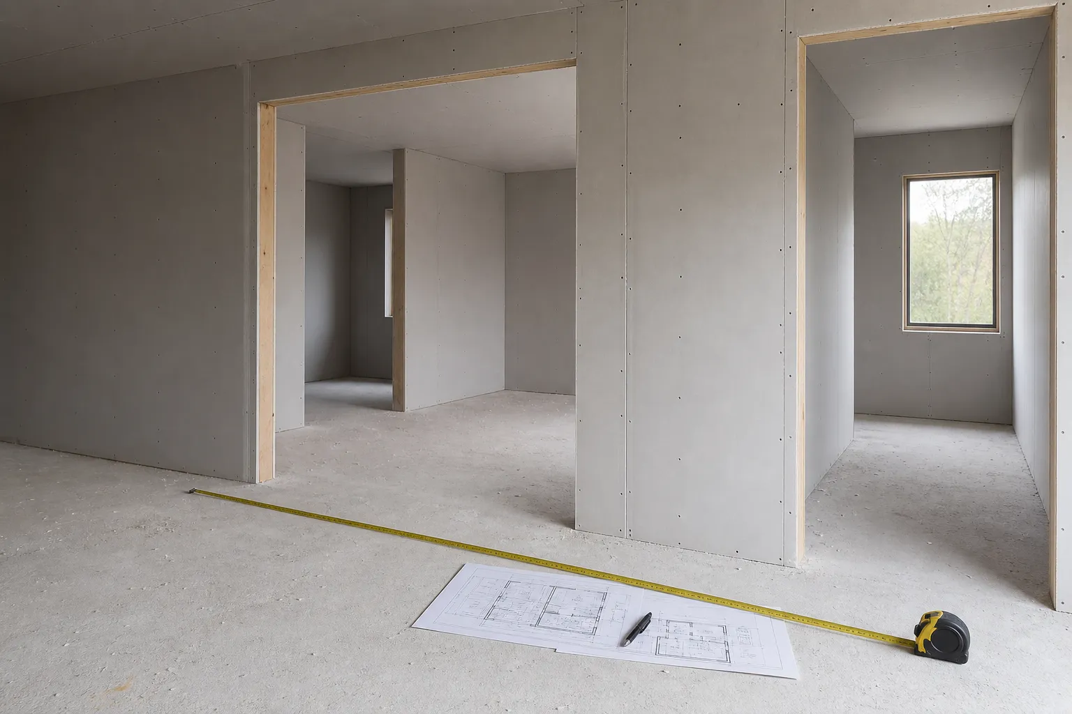 Contrôle de l'implantation des cloisons d'une maison CCMI dans le Val-d'Oise 95