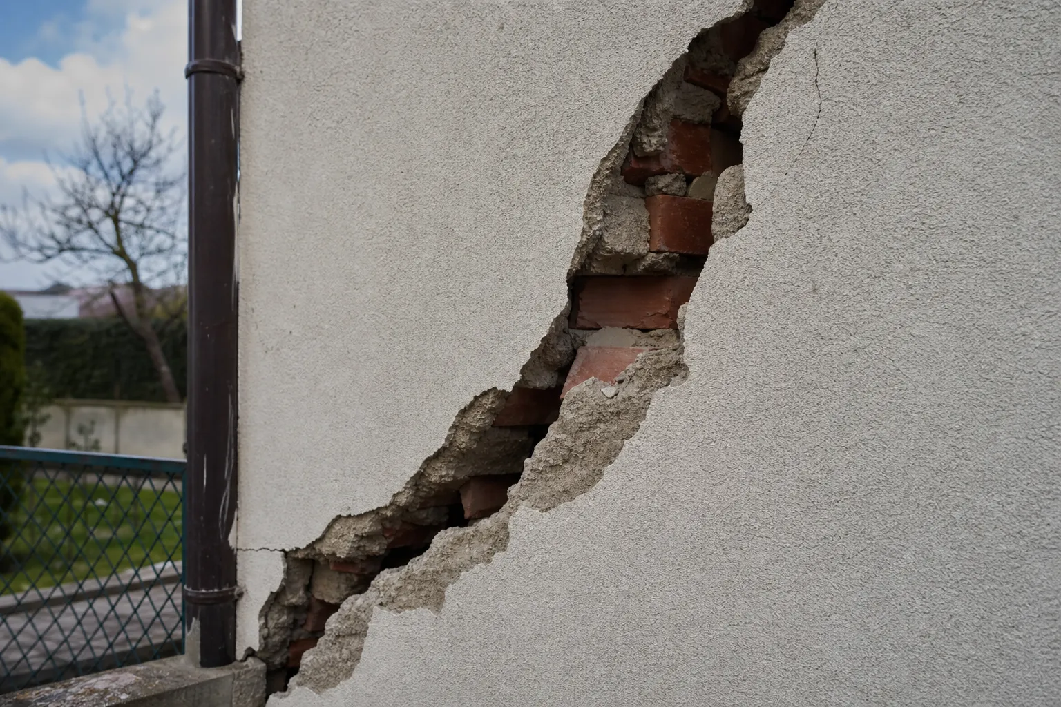 Lézarde structurelle sur un mur de maison dans le Val-d'Oise