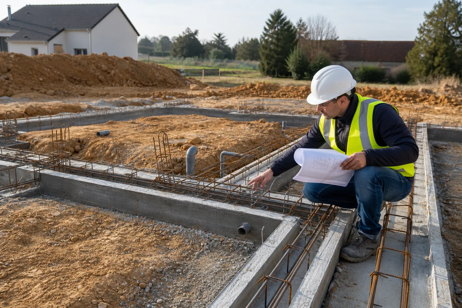 Visite de chantier CCMI au stade des fondations par un expert en batiment dans le Val-d'Oise (95)
