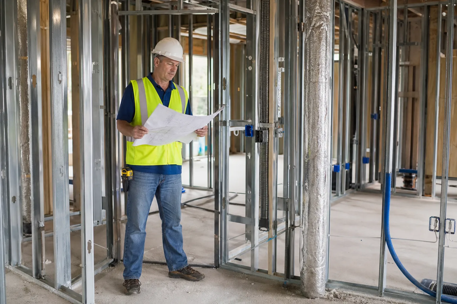 Visite cloisons d'un logement neuf VEFA et controle des plans dans le Val-d'Oise