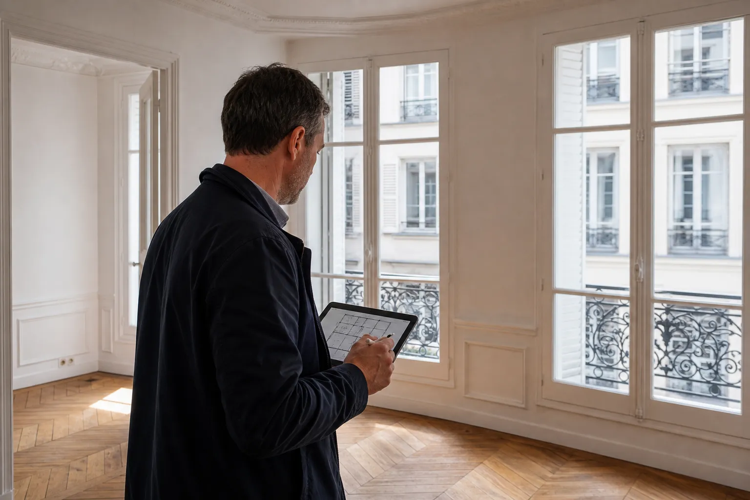 Visite d'un logement lors d'une expertise de valeur vénale dans le Val-d'Oise